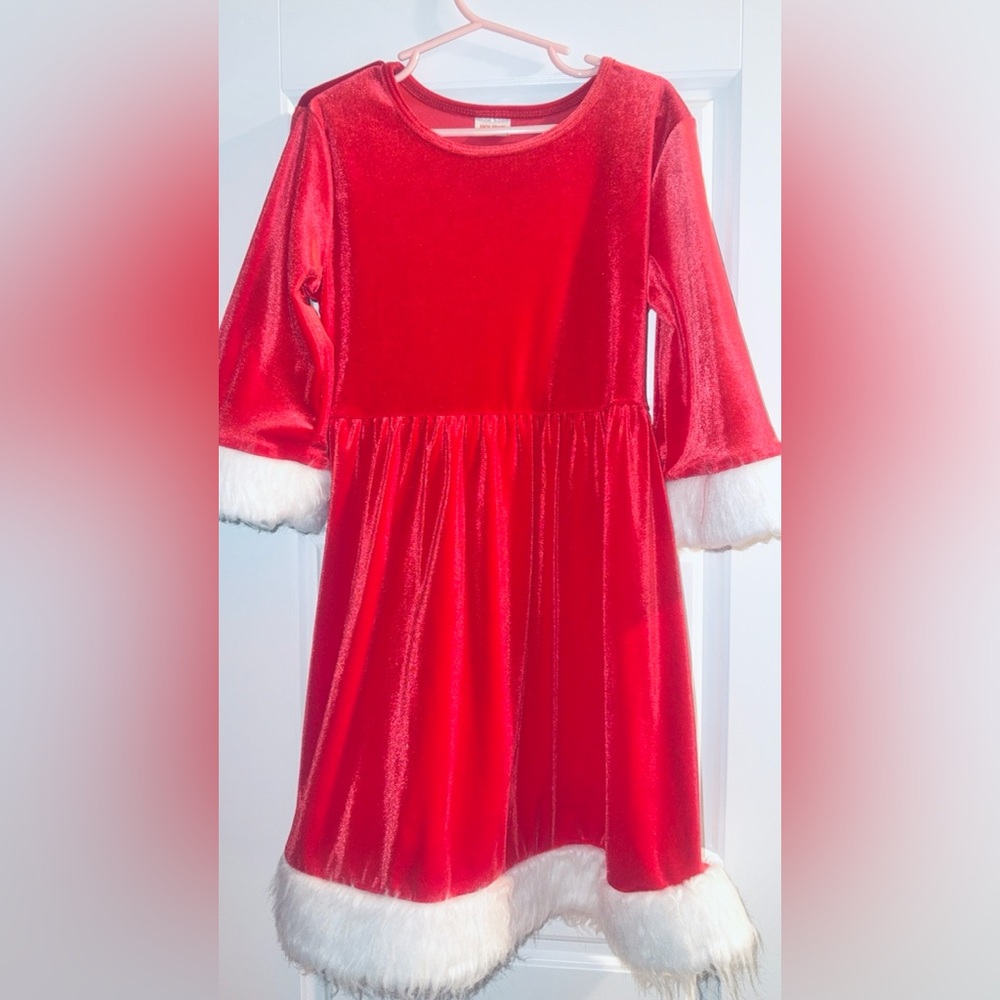 Holiday Time Red Velvet Kids Costume with White Trim